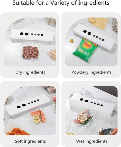 Miniatura 2 de Máquina selladora al vacío con diseño portátil inalámbrico para cocina, camping y RV, 3 modos de sellado con alimentos secos y húmedos (blanco)