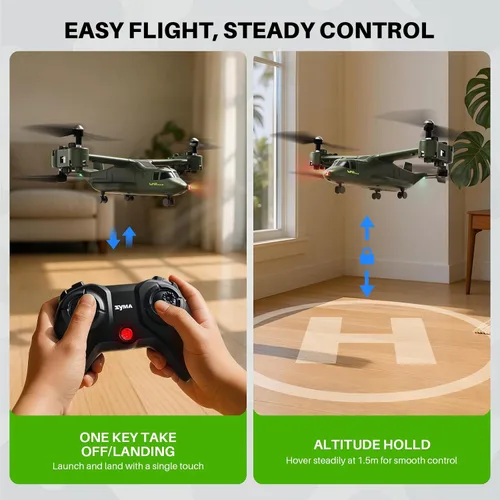 Miniatura 6 de Helicóptero RC Militar X550 de SYMA, control remoto de 4 canales con velocidad alta y baja, múltiples acrobacias de vuelo, mantenimiento de altitud