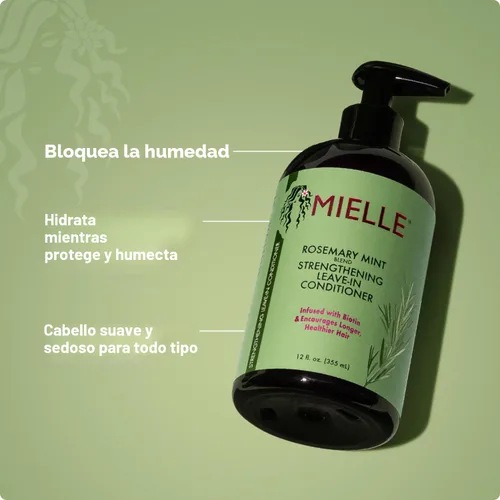 Miniatura 5 de Mielle Organics - Champú y acondicionador sin enjuague fortalecedor de romero y menta, infundido con biotina, limpia y ayuda a fortalecer el cabello