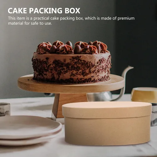 Miniatura 9 de Hemoton 3 cajas de regalo de papel kraft con tapas, forma ovalada, cajas de recuerdos de fiesta, golosinas, postres para fiestas, bodas, cumpleaños