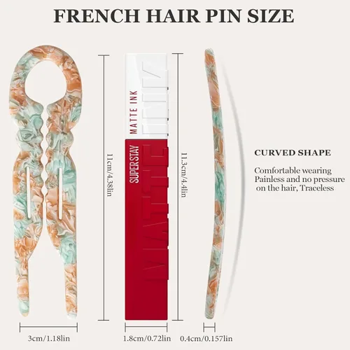 Miniatura 2 de Sunolga Prestige - Horquillas francesas de 4.38 pulgadas de plástico, con agarre mágico en forma de U, antideslizantes, forma curvada, fuertes
