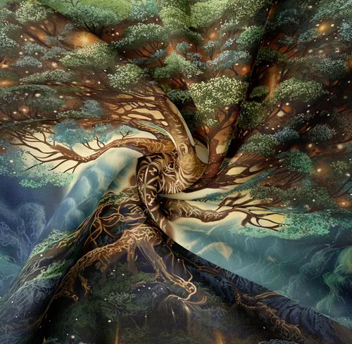 Miniatura 4 de Tapzen Tapiz de árbol de la vida para dormitorio, luna estrella, galaxia, bosque, naturaleza, decoración vertical de plantas bohemias para sala