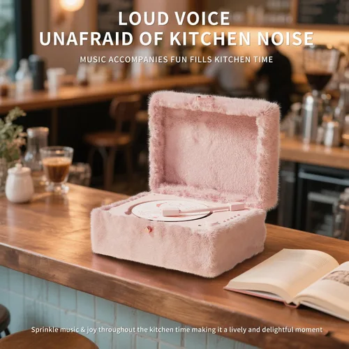 Miniatura 5 de Reproductor de CD rosa mullido con Bluetooth, control remoto