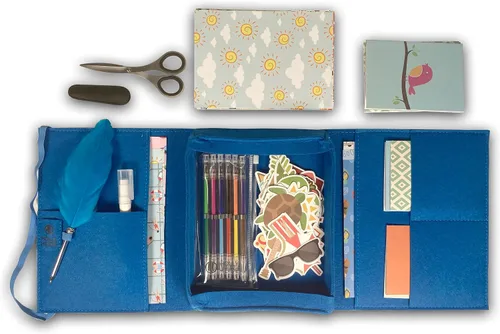 Miniatura 4 de Pen Pal Letter Writing Kit, Felt Organizer Writing Folder, Fancy Feather Pen, Paper, Cards & Envelopes, Gel Pens, Scissors, Glue Stick, Snail Mail