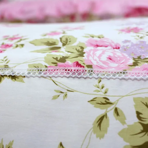 Miniatura 8 de FADFAY Juego de funda de edredón rosa desgastada, colección de ropa de cama floral rosa, elegante juego de funda de edredón de encaje de princesa