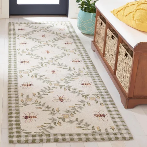 Miniatura 36 de SAFAVIEH Chelsea Collection - Alfombra decorativa de 1 pies 8 pulgadas x 2 pies 6 pulgadas, color negro, lana de campo francesa enganchada a mano