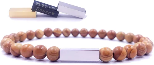 Miniatura 27 de Pulseras de cuentas personalizadas, Pulsera de piedras preciosas de 0.236 in, Pulsera grabada con láser, Pulsera de piedra natural, Pulseras unisex