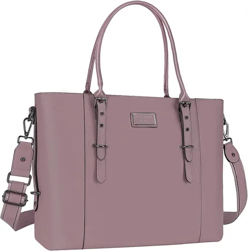 Miniatura 8 de MOSISO Bolso de mano de piel sintética para laptop para mujer (15-16 pulgadas), impermeable, de gran capacidad, maletín de trabajo de negocios