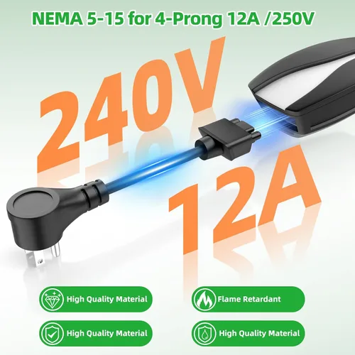 Miniatura 2 de Adaptador para Tesla NEMA 5-15, adaptador de carga rápida Neme-5-15 de 12 amperios máximo para Tesla Model S 3 X Y para cargar en secadora de 4