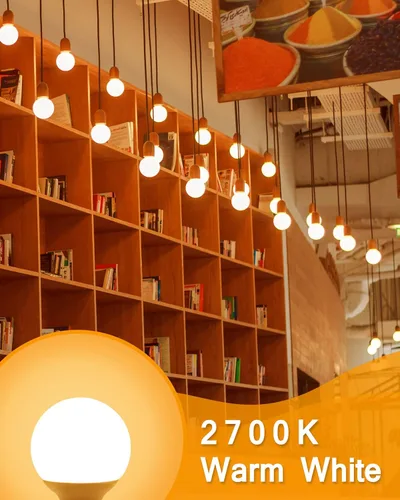 Miniatura 4 de Paquete de 8 bombillas LED de color blanco cálido para baño, equivalente a 120 V 60 vatios, base media E26, bombillas redondas de tocador, bombillas