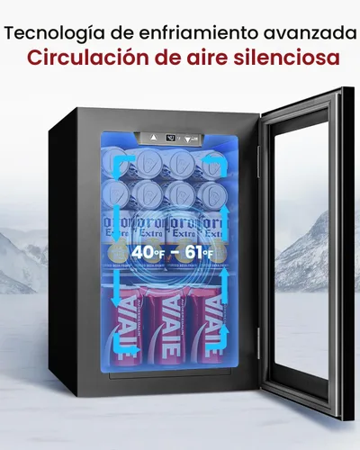 Miniatura 7 de Feelfunn Refrigerador de Bebidas para 24 Latas - Mini Refrigerador con Control Digital de Temperatura, Nevera de Soda Vino Cerveza Bebidas