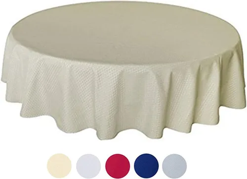 Miniatura 7 de Tektrum Mantel de jacquard redondo de 70 pulgadas, resistente al agua, resistente a las manchas, a prueba de derrames, ideal para cenas, banquetes
