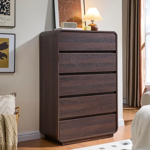 Miniatura 20 de Standifurno Cómoda de 29.5'' de Ancho para Clóset, Cajones Negros con Diseño Curvo, Cajonera con 5 Cajones, Cajón Vertical con Amplio