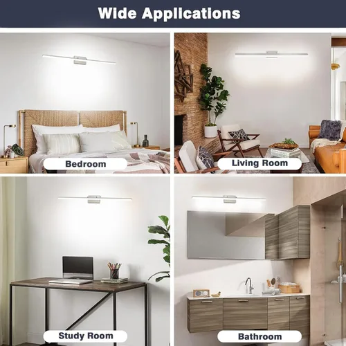 Miniatura 4 de Lámpara LED de tocador de baño de 36 pulgadas, níquel cepillado Dimmable 36W 3000K Warm White, Over Mirror Light Fixture, Modern Wall Sconce for