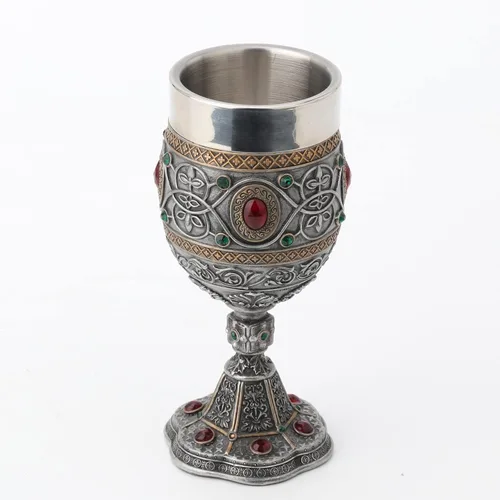Miniatura 5 de Cáliz del Santo Grial con diamantes de imitación, 6 1/2 pulgadas
