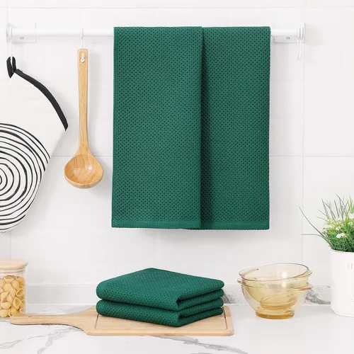 Miniatura 394 de Kitinjoy - Paños de cocina de 100 % algodón, tela de tejido gofrado, paño de limpieza ultrasuave, absorbente y de secado rápido. Beige