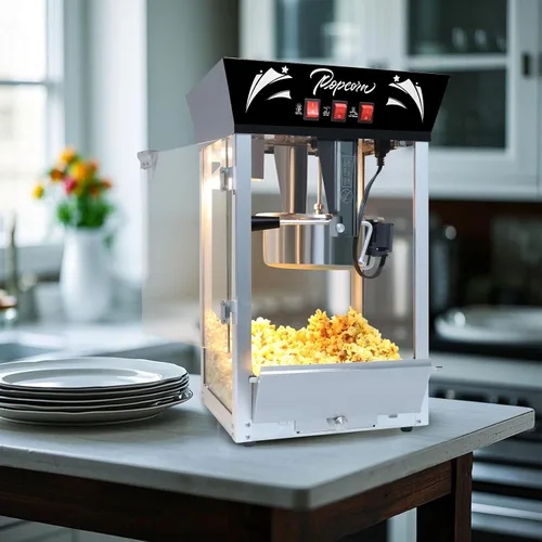 Miniatura 3 de Máquina para hacer palomitas de maíz, 850 W, máquina profesional para hacer palomitas de maíz, hervidor de acero inoxidable de 12 onzas, máquina