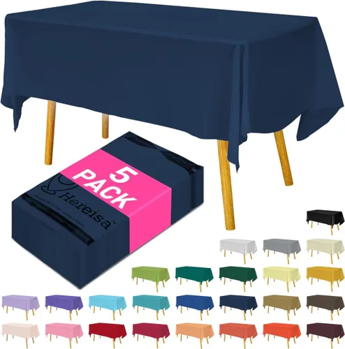 Miniatura 53 de Paquete de 3 manteles de plástico desechables de 54 x 108 pulgadas, manteles de color blanco hueso, manteles de fiesta nupcial para fiestas