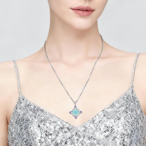 Miniatura 140 de Collar de pentagrama de plata de ley con triple luna, diosa celta, nudo celta, nudo de brujas, Ankh, sol y luna, Hécate, lilith, Santa Muerte