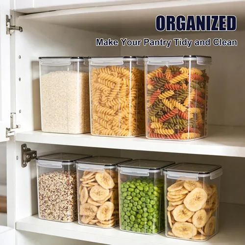 Miniatura 6 de 2 recipientes grandes de almacenamiento de alimentos de 6.5 litros/220 onzas, recipientes herméticos de plástico sin BPA para harina, azúcar