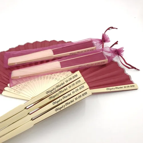 Miniatura 5 de Abanicos de mano personalizados para recuerdos de boda, abanicos de papel plegables de mano con bambú para regalo de boda, fiesta, hogar, bricolaje