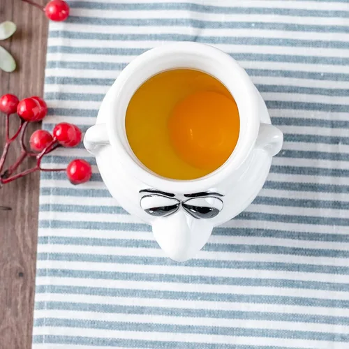 Miniatura 5 de Divertido separador de huevos de cocina, taza separadora de huevo de cerámica de dibujos animados y yema, apto para lavavajillas, regalo creativo
