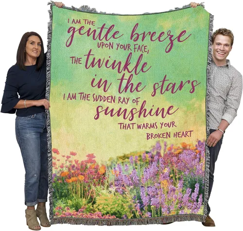 Pure Country Weavers Manta con texto en inglés "I Am The Gentle Breeze Upon Your Face" con diseño de flores, para regalo de duelo y condolencia,