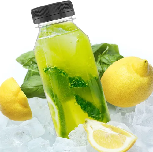 Miniatura 7 de 5 piezas de botellas de jugo de plástico reutilizables de 6 oz, recipientes transparentes a granel con tapas negras para jugo, batidos, té, leche