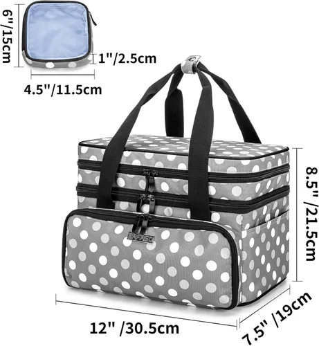 Miniatura 6 de BAFASO Organizador de accesorios de costura de doble capa con 2 bolsas desmontables, bolsa de almacenamiento grande para herramientas de costura