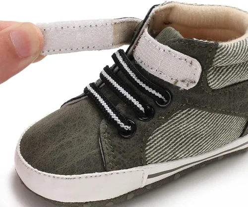Miniatura 4 de Sekantrol Zapatos de cuna para recién nacidos, para niños y niñas, suela de goma suave, zapatos para bebés, zapatos deportivos de moda de caña alta