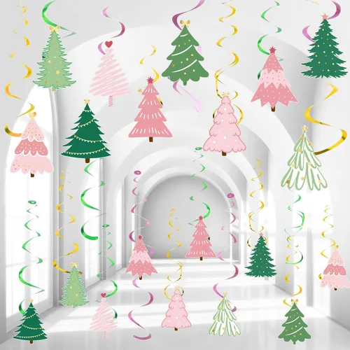 Miniatura 7 de Colarr Paquete de 50 remolinos colgantes de invierno para decoración de árbol azul, remolinos de techo, espirales en espiral, adornos para aula