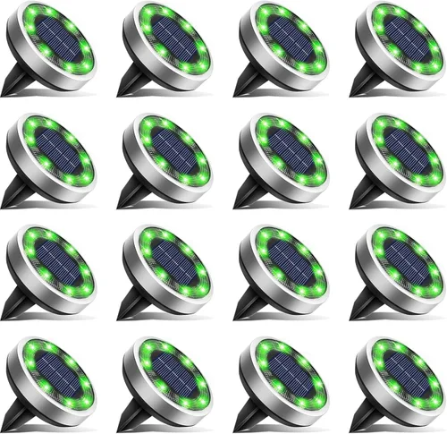 Miniatura 15 de btfarm 16 Pack Solar Lights Outdoor, 8 LED Solar Ground Lights IP65 Waterproof Flat Solar Disc Light, Pathway Lights for Garden Patio Yard Christmas