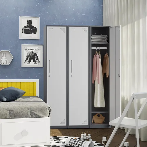 Miniatura 5 de Yizosh Taquillas de metal para empleados con llaves, armario de almacenamiento de 71 pulgadas para empleados con 1 puerta, armario de almacenamiento
