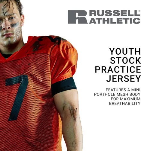 Miniatura 4 de Russell Athletic Boys Russell Athletic Boys Stock Practice Jersey Youth Football Gear & Training Equipment for Practice &