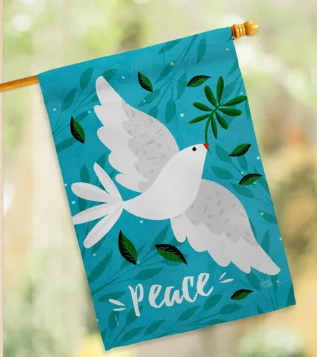 Miniatura 9 de Breeze Decor Want Peace House - Paquete de bandera de Sweet Life Earth Support con protección del medio ambiente, bordado de bandera de jardín