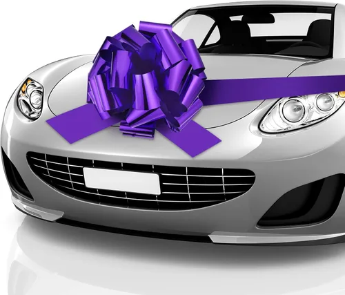 Lazo de envoltura para automóvil, con un listón de 20 pies para decorar el vehículo en matrimonios, fiestas de casas nuevas y celebraciones. púrpura