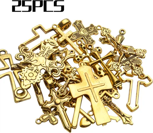 Miniatura 3 de Mixed Crosses Charms Pendants Jewelry Findings for Making Bracelet and Necklace Dorado