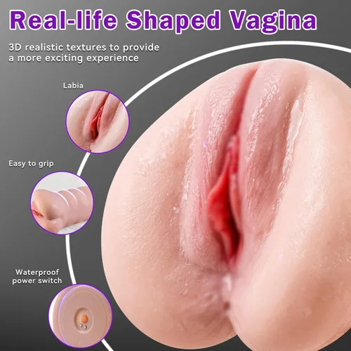 Miniatura 3 de Coño de bolsillo con 7 empujones y 3 vibraciones, masturbador masculino automático para entrenamiento de pene manos libres, muñeca sexual realista