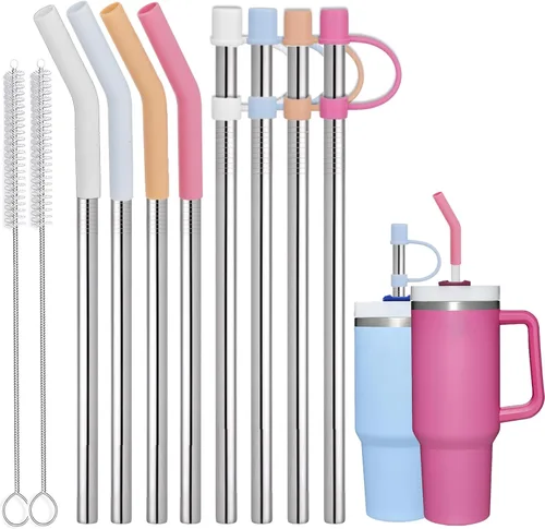 Miniatura 7 de Greant 8 popotes de silicona compatibles con vasos Stanley de 40 onzas, pajitas suaves compatibles con Stanley Cup Straw Straw de 12 pulgadas