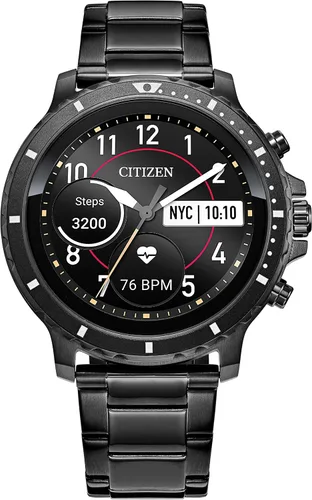 Citizen CZ Smart reloj inteligente de acero inoxidable con pantalla táctil, con monitor de ritmo cardíaco, GPS, altavoz, Bluetooth y notificaciones,