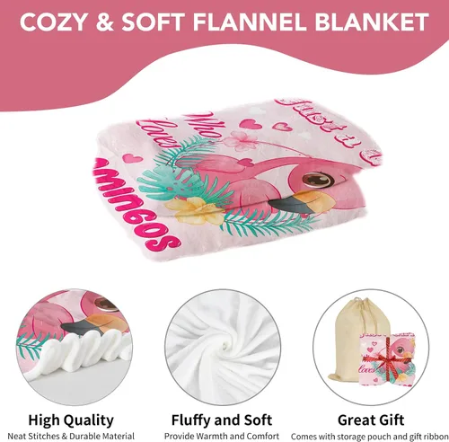 Miniatura 3 de Manta con texto en inglés «Just A Girl Who Loves Flamingos», regalo para niñas pequeñas, suave y bonita, manta de franela de felpa de flamencos