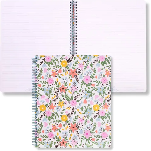 Miniatura 16 de Steel Mill & Co - Cuaderno de espiral grande con rayas universitarias, 11" x 9.5", tapa dura y 160 páginas forradas, diseño floral rosa