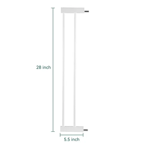 Miniatura 3 de BABELIO Puerta de metal para bebé, extensión blanca de 5.5 pulgadas (5.5 in), puertas de bebé extra anchas para escaleras y puertas, puerta
