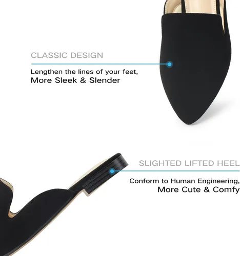 Miniatura 2 de MUSSHOE - Zuecos para mujer, planos, cómodos y puntiagudos
