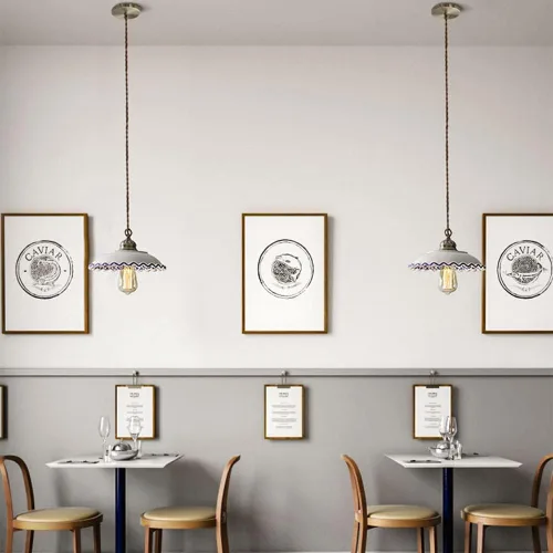 Miniatura 5 de MARURY Lámpara colgante de techo, luz colgante de porcelana azul y blanca, lámpara clásica de cerámica pequeña ajustable para cocina, isla
