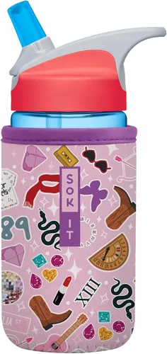 Miniatura 53 de Sok It BotlSok Funda para botella de agua con cubierta de neopreno aislante (Floral abstracto, se ajusta a CamelBak o Nalgene de 12 onzas)