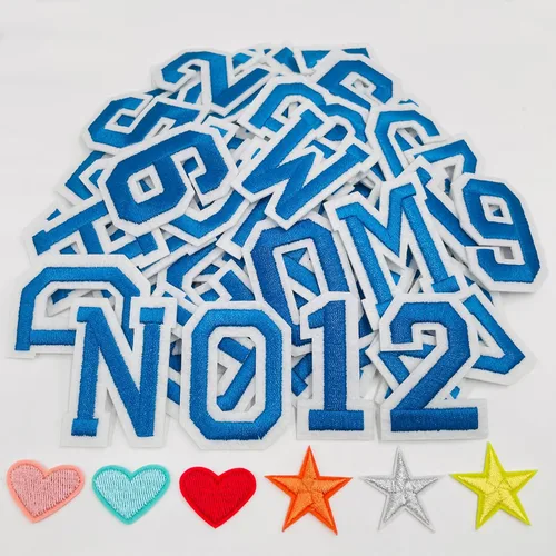 Jongdari Parches para planchar con letras y números para ropa, parches bordados de 2 pulgadas con letras del alfabeto de la A a la Z y apliques de