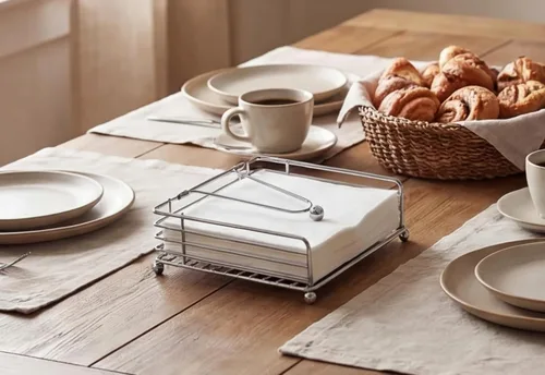 Miniatura 4 de hiwafifi Servilletero para mesa, dispensador de servilletas plano con brazo pesado, soporte cuadrado de papel de cóctel de elegante hierro rústico