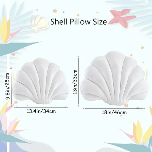 Miniatura 7 de Almohada con forma de concha de mar de terciopelo blanco, almohada de felpa con temática de mar y océano, almohada decorativa para cama, sofá