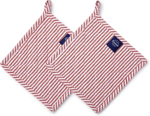 Miniatura 16 de Encasa XO Juego de 2 soportes para ollas de algodón resistentes al calor con lazo para colgar, color azul escocés, almohadillas acolchadas multiusos